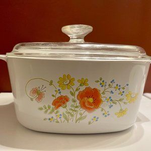 Vintage Corningware A-3-B w/ A-9-C lid 3 Qt. in Autumn Meadow Design